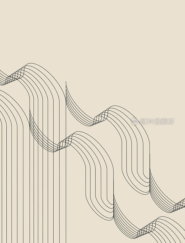 抽象的极简主义波浪线图案背景为宣传册封面
