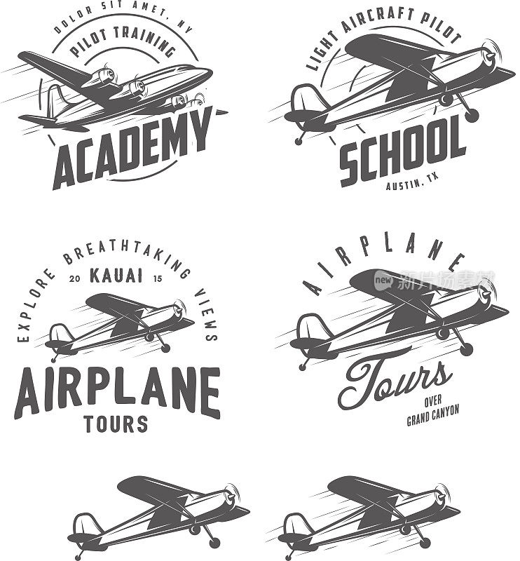 轻型飞机相关标志、标签和设计元素