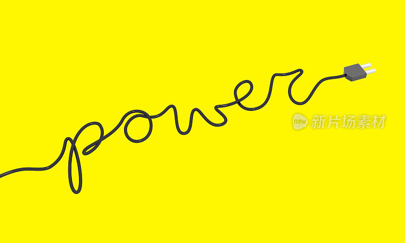 单词“Power”形式的电缆