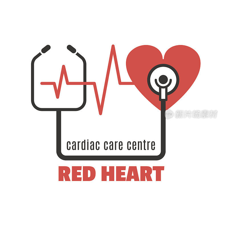 单图标红心和听诊器心脏门诊