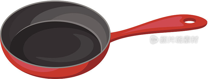 红色煎锅孤立在白色。矢量插图。