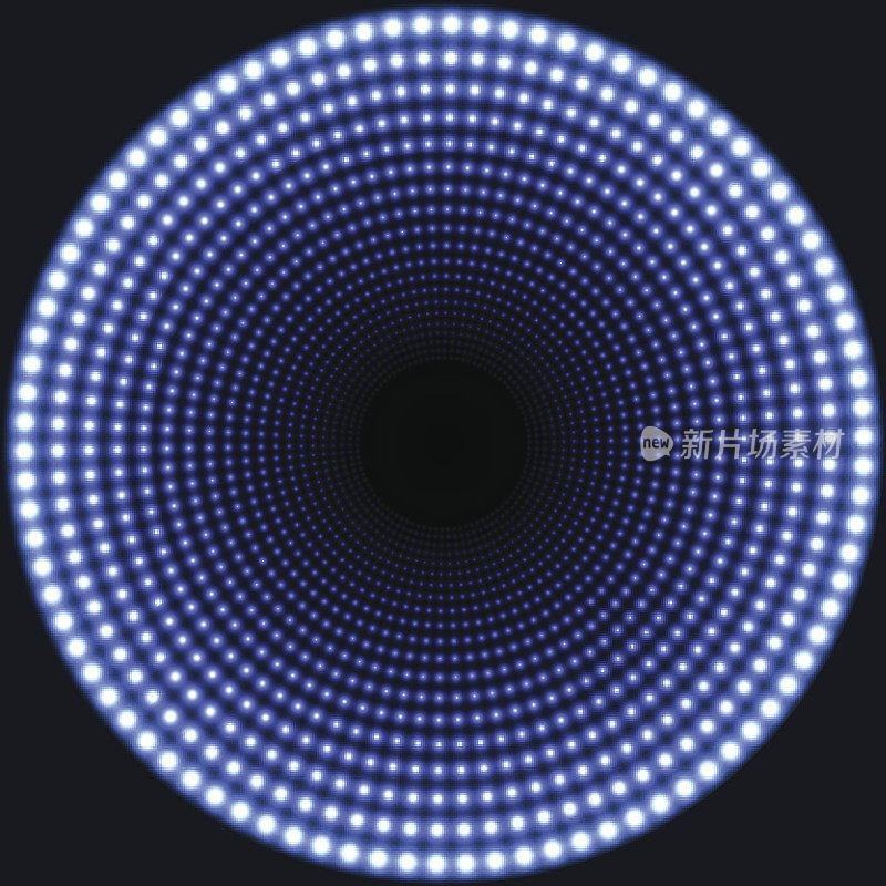 LED镜面抽象圆形背景。蓝色耀眼的灯光逐渐向中心退去。
