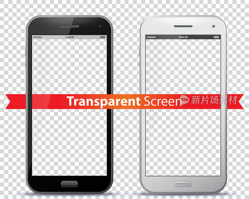 透明手机屏幕矢量插图。