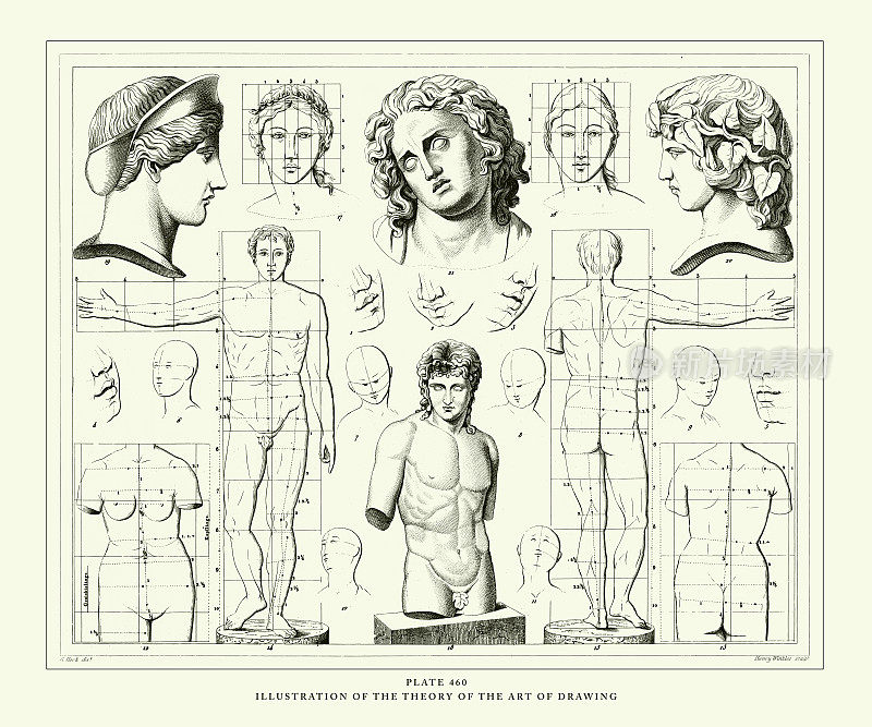 雕刻古玩，绘画艺术理论插图，雕刻古玩插图，1851年出版