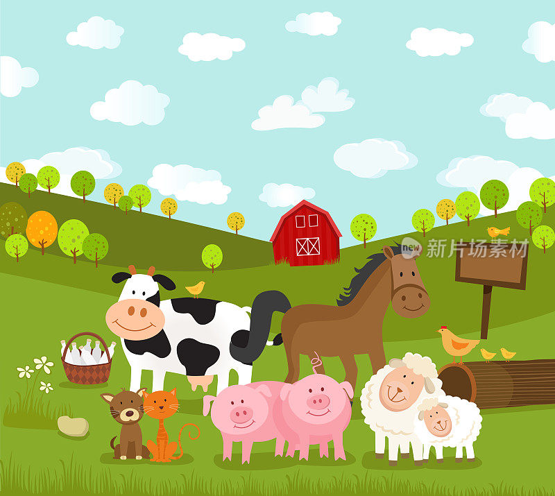 快乐农场动物载体插图