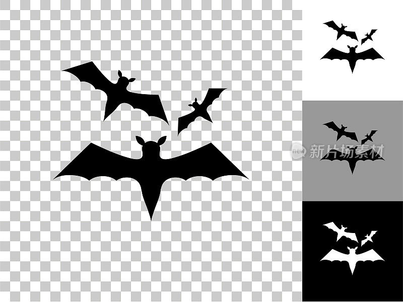 三蝙蝠飞行的图标在棋盘透明的背景