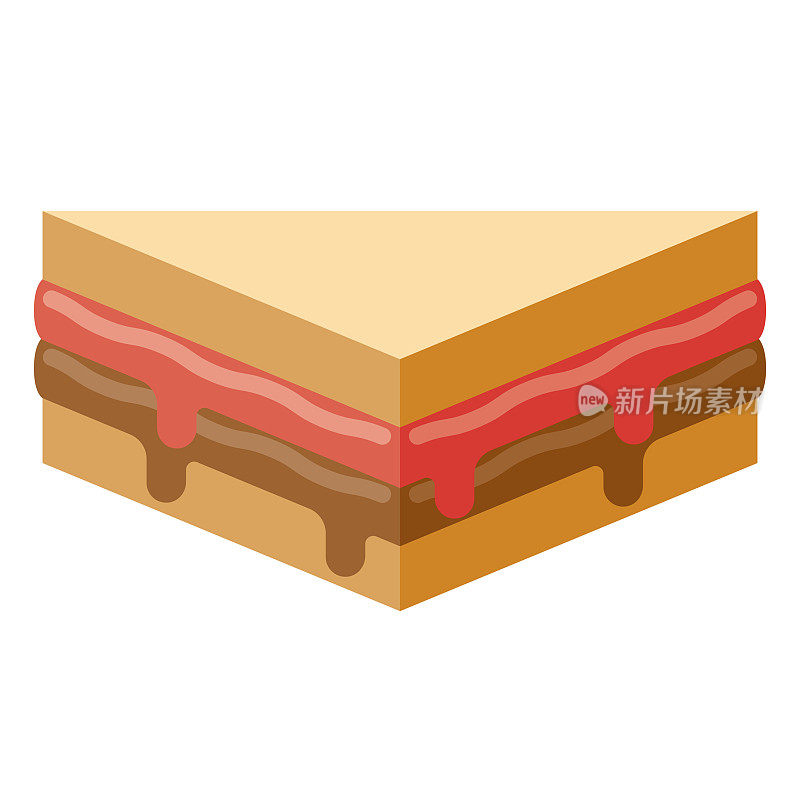 透明背景上的花生酱和果冻三明治图标