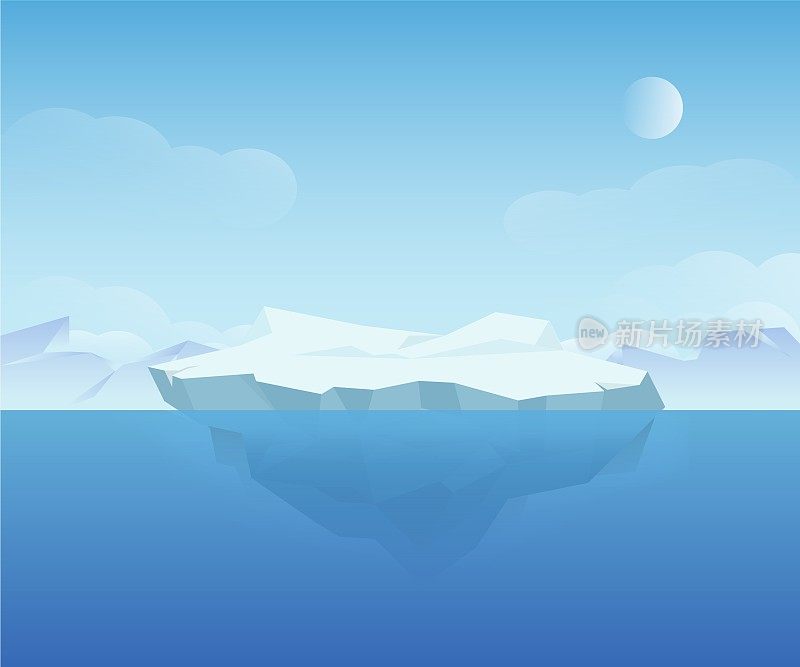 美丽的自然冰景观极地北部自然风景矢量图形插图