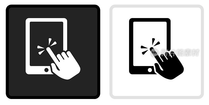 触摸屏平板电脑图标上的黑色按钮与白色滚动