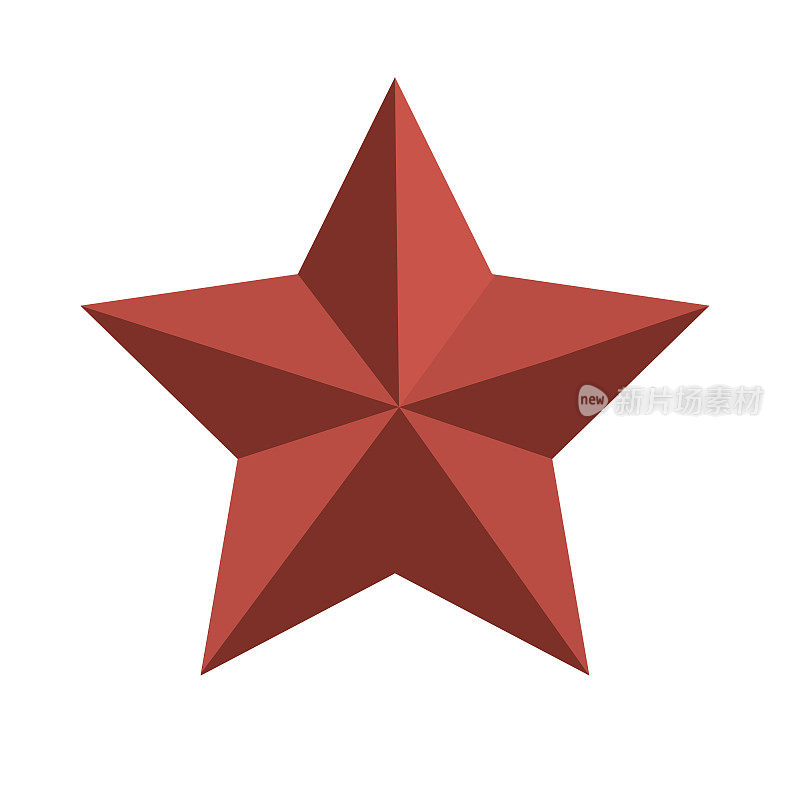 圣诞平面设计图标:红星树顶
