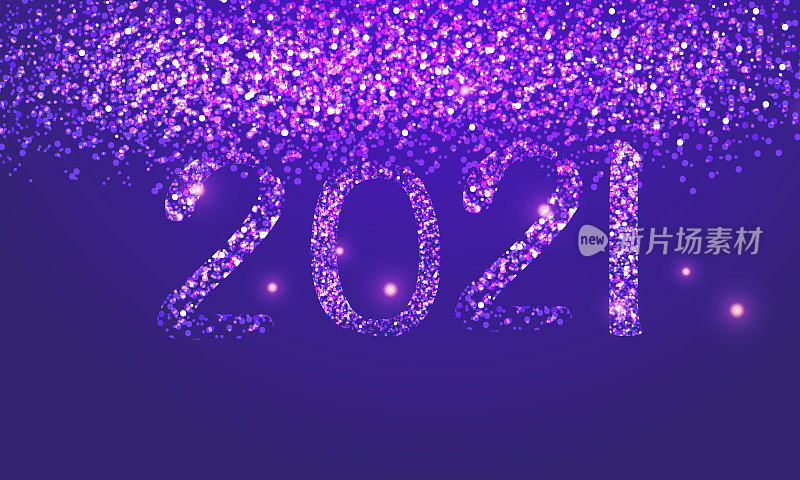 彩色背景下的2021年新年快乐。插图