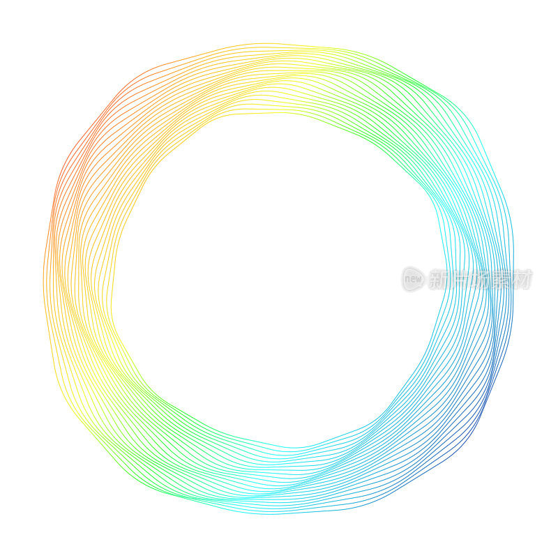 扭曲的圆形形状由彩虹色的线