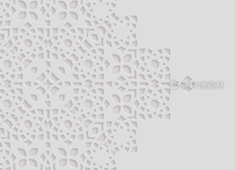 剪纸纸灰色花纹纹理分明，背景立体抽象