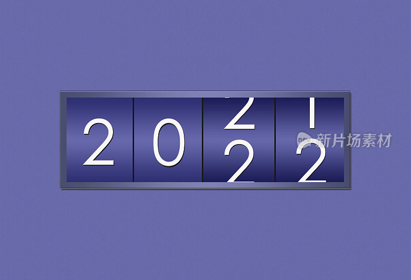 2021年至2022年的倒计时被隔离在蓝色背景上。新年快乐，圣诞快乐