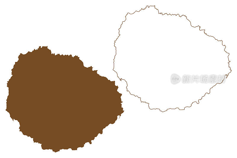 戈梅拉岛(西班牙王国，加那利群岛)地图矢量插图，涂鸦草图戈梅拉岛地图