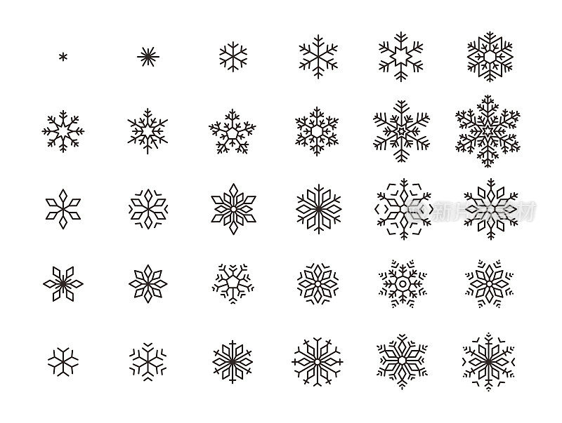 雪花线图标的图案，矢量插图