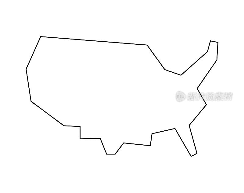 美国地图线条艺术与可编辑的笔画