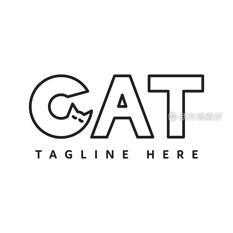 猫字单线风格设计