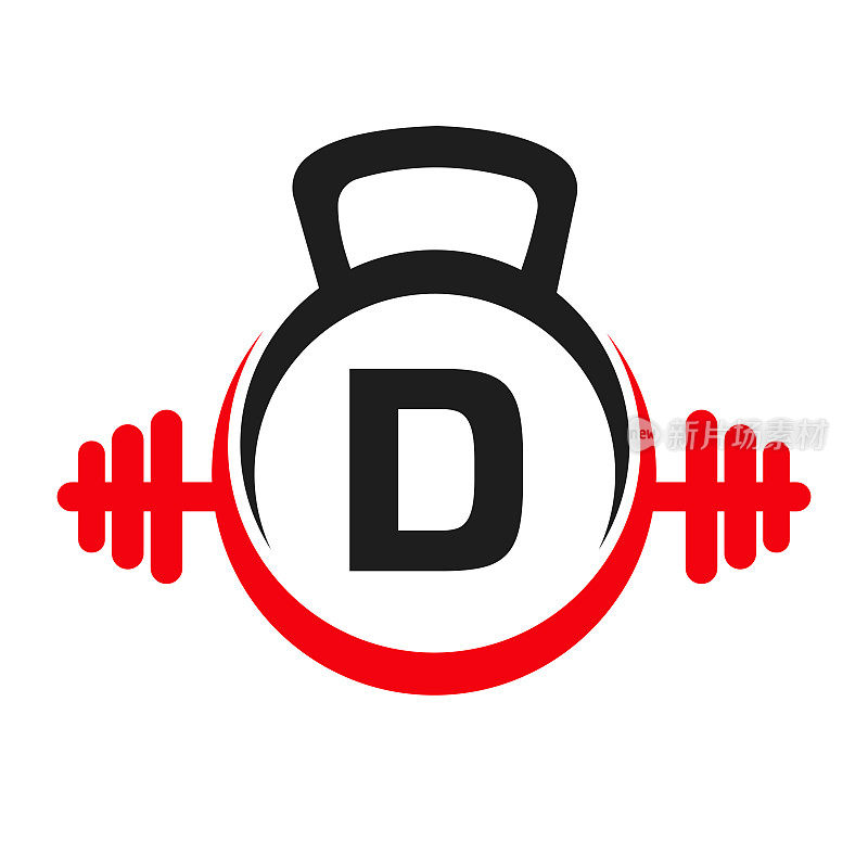 字母D健身标志设计。运动健身房标志图标设计矢量模板