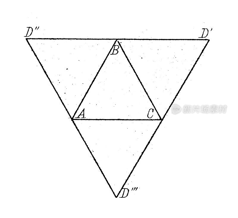 古董插图，数学和几何:立体，立体形状和多面体的边和角