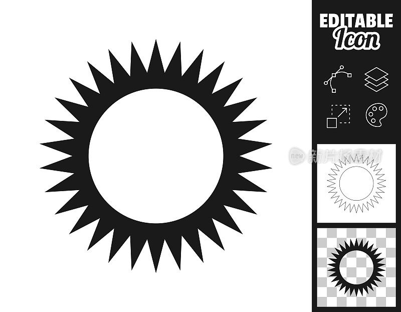亮光的阳光徽章。图标设计。轻松地编辑