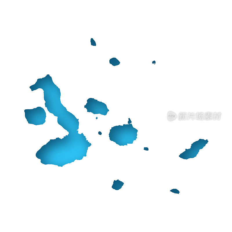 加拉帕戈斯群岛地图-白纸在蓝色背景上裁剪