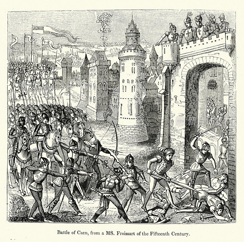 卡昂战役，1346年，百年战争期间，英王爱德华三世的军队占领了这座城市