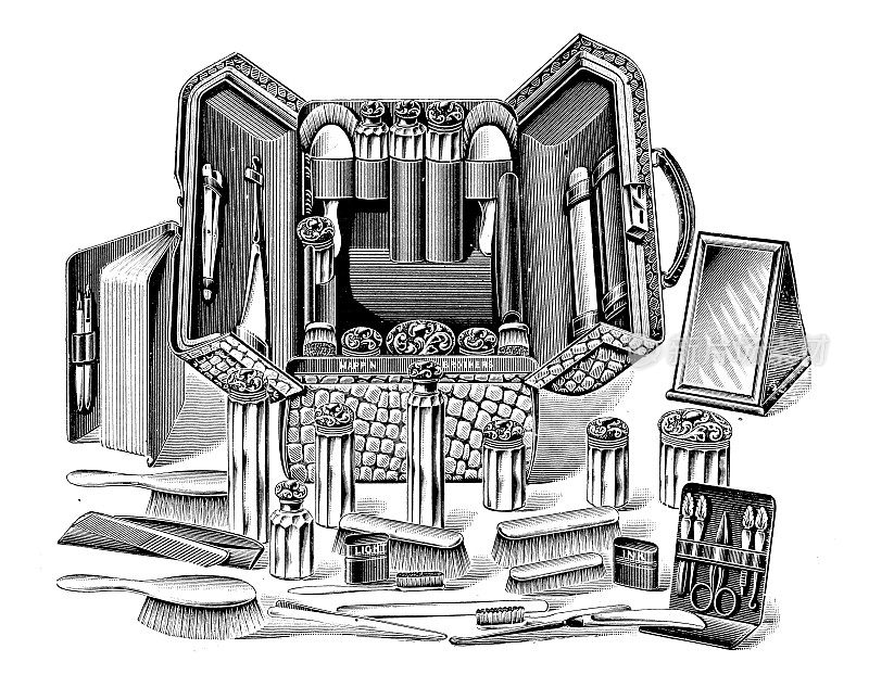 来自英国杂志的古董图片:化妆包