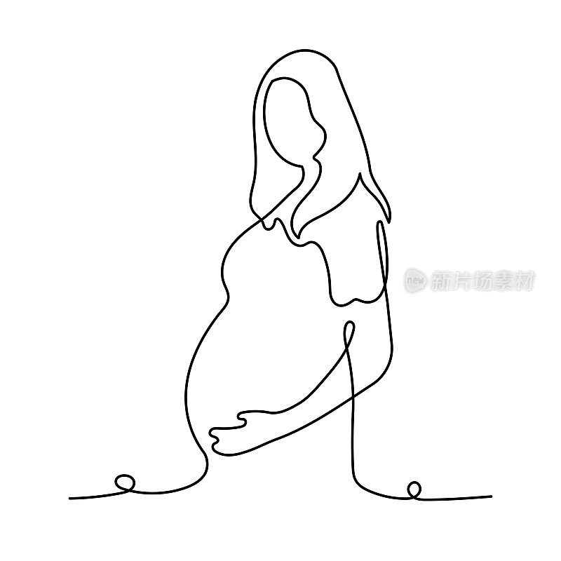 孕妇连续线图标