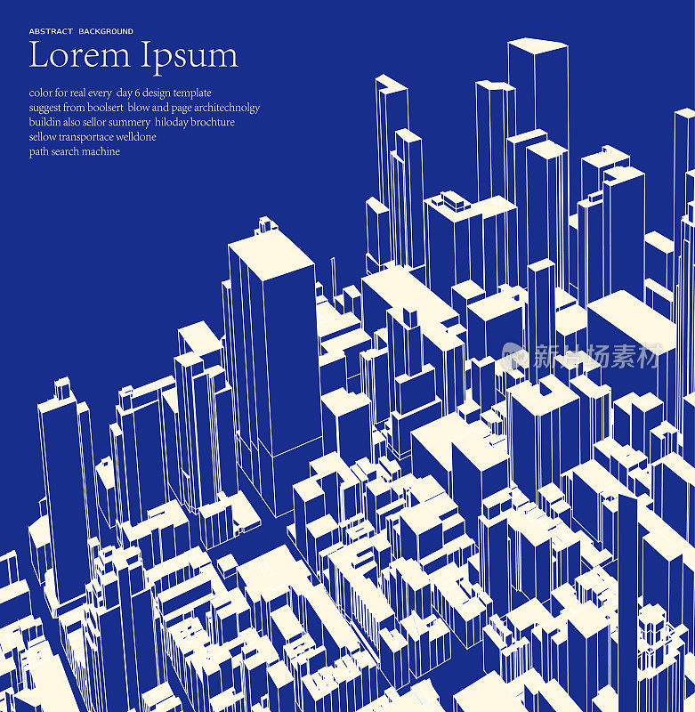 蓝色俯瞰现代城市建筑结构海报