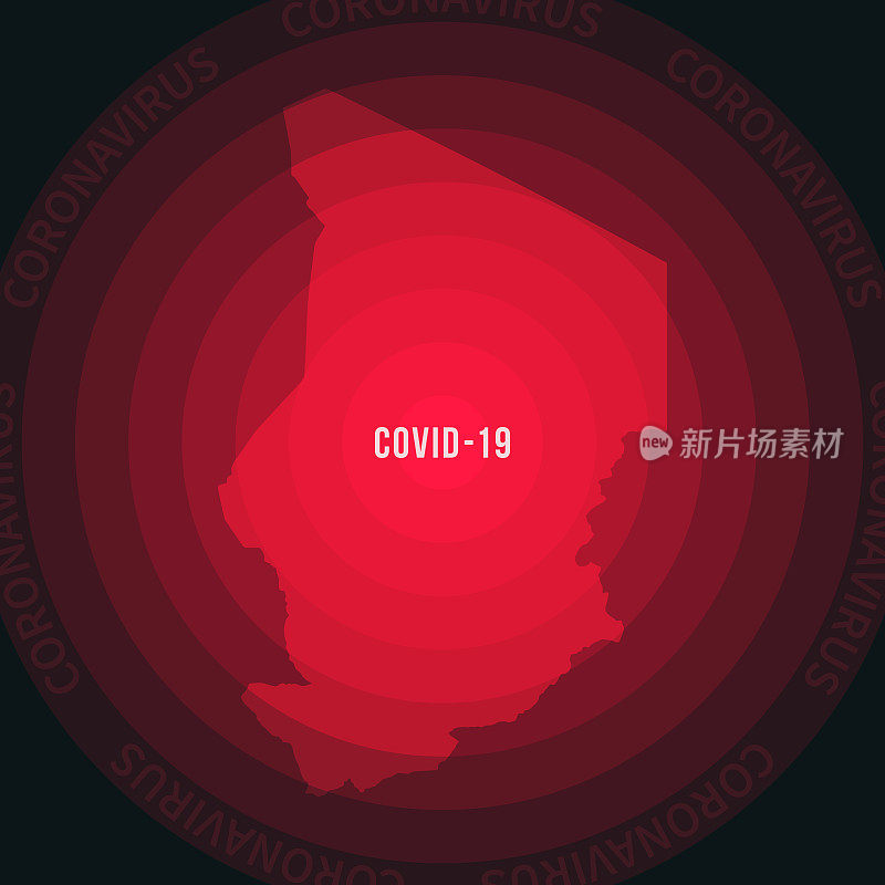 乍得与COVID-19传播的地图。冠状病毒爆发