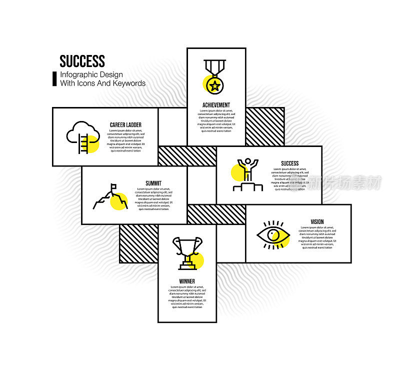 信息图表设计模板与成功的关键字和图标