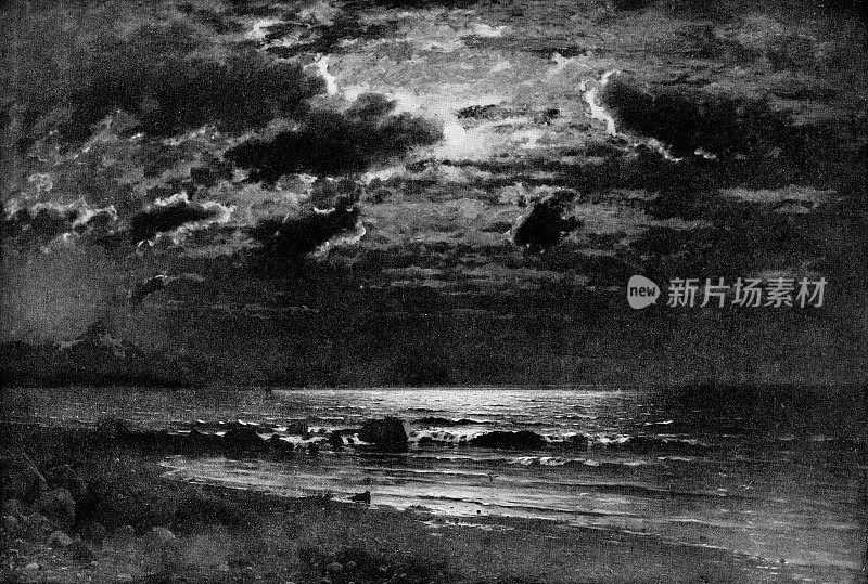 埃勒特・阿德斯汀・诺曼的《挪威海岸的月光》――19世纪
