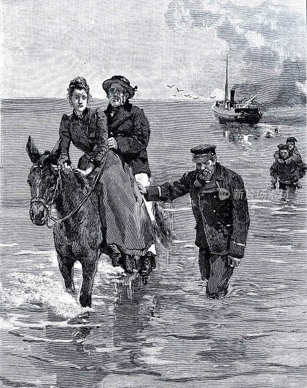 一对夫妇被一匹马从失事的船上救了出来