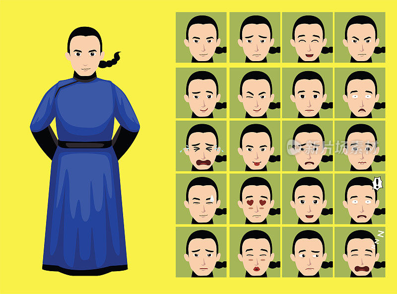 漫画风格传统服饰古代人中国卡通人物情感