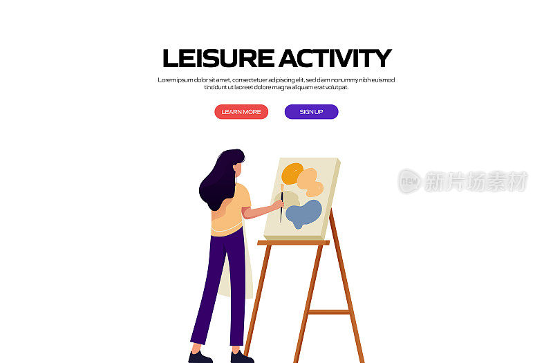 健康生活方式-休闲活动概念矢量插图网站横幅，广告和营销材料，在线广告，商业演示等。