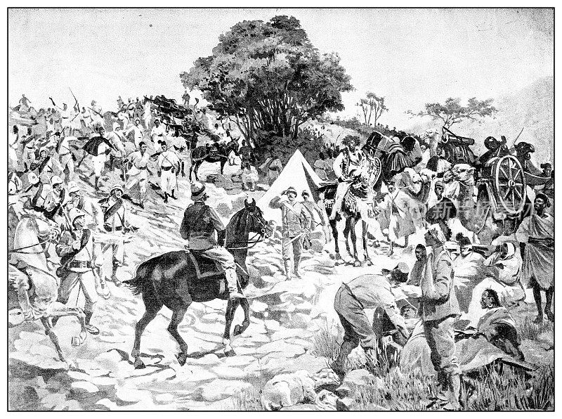 第一次意大利-埃塞俄比亚战争(1895-1896)的古董插图:巴拉提里将军