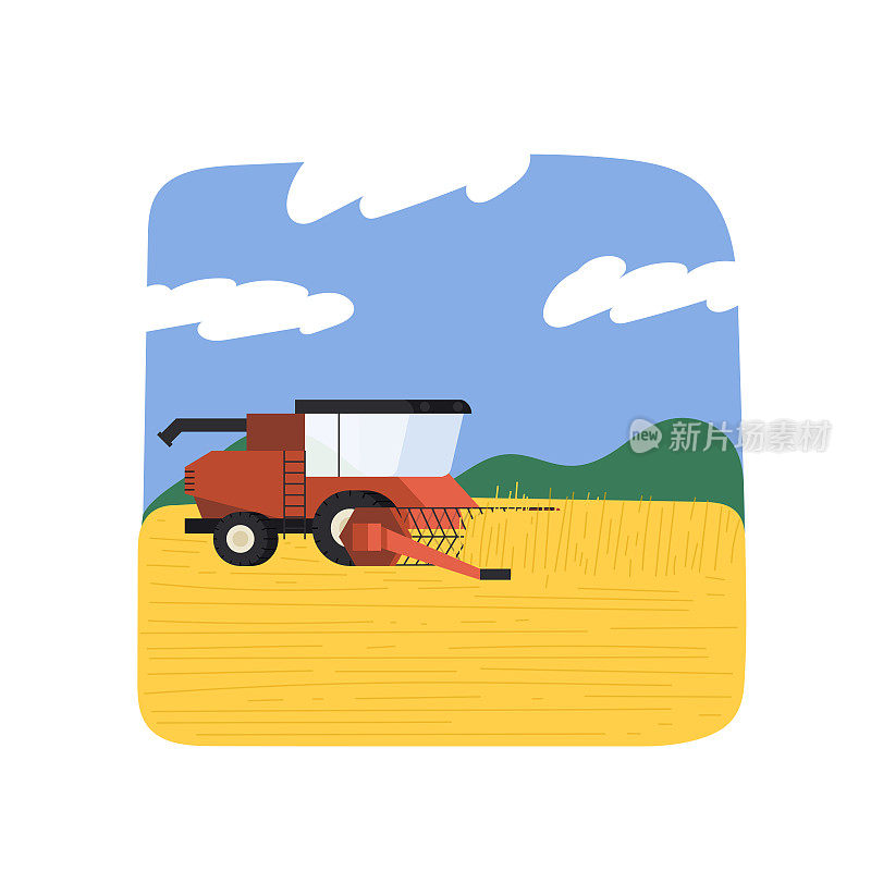 农业和农业相关平面设计矢量插图。卡通风格矢量插图