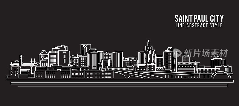 城市景观建筑线条艺术矢量插图设计-圣保罗城市