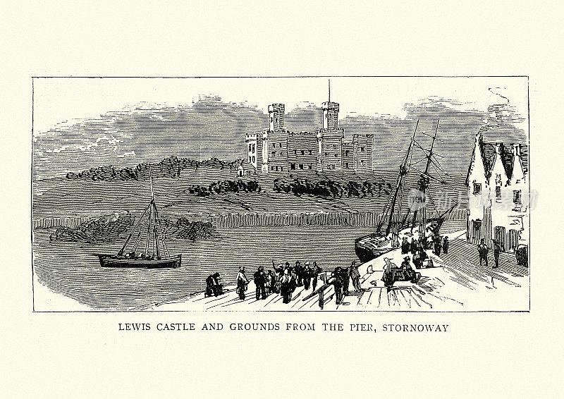 码头上的刘易斯城堡，斯托诺韦，刘易斯，外赫布里底群岛，维多利亚十九世纪