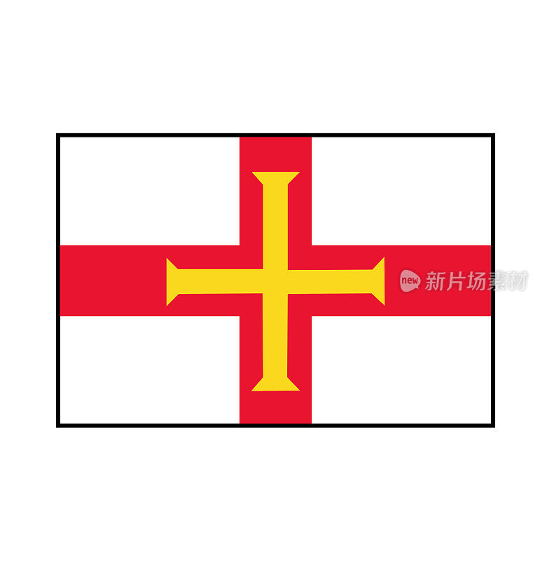 根西岛旗的baililiwick一个英国领土矢量矩形图标与红色的十字在白色上在英国在欧洲。