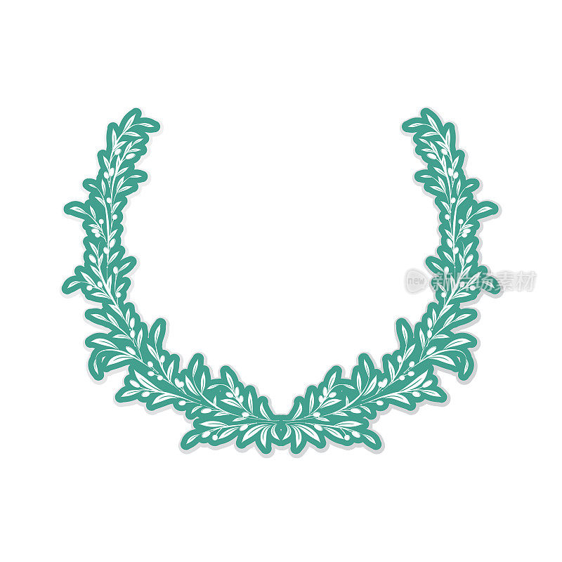 橄榄花环装饰与贴纸轮廓