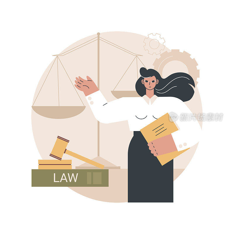 律师助理服务抽象概念矢量插图。