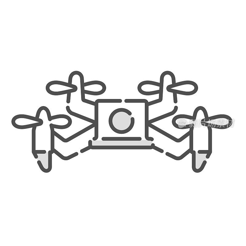 无人机简单的图标。载体材料。