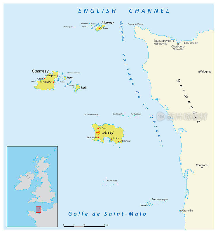 英吉利海峡岛屿的矢量图