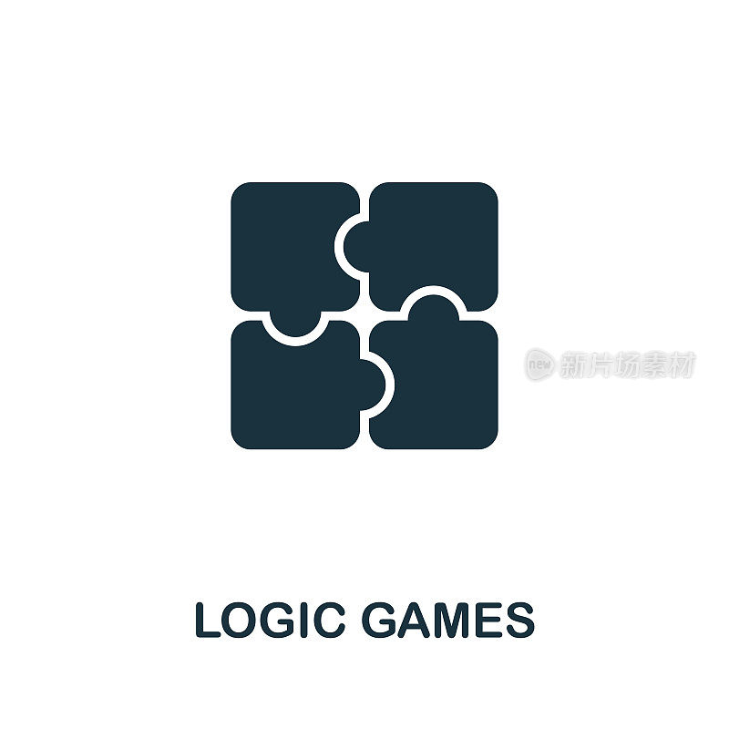 逻辑游戏图标从电子游戏收集。简单的线逻辑游戏图标模板，网页设计和信息图