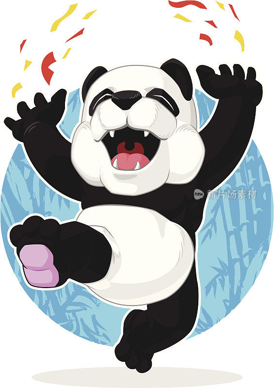 熊猫兴奋地跳起来