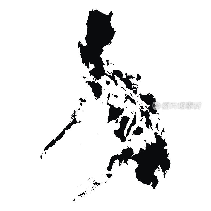 菲律宾地图矢量在黑色剪影