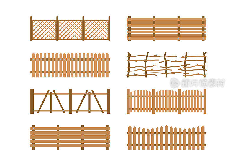 设置不同的木制花园围栏。农村围篱木板施工