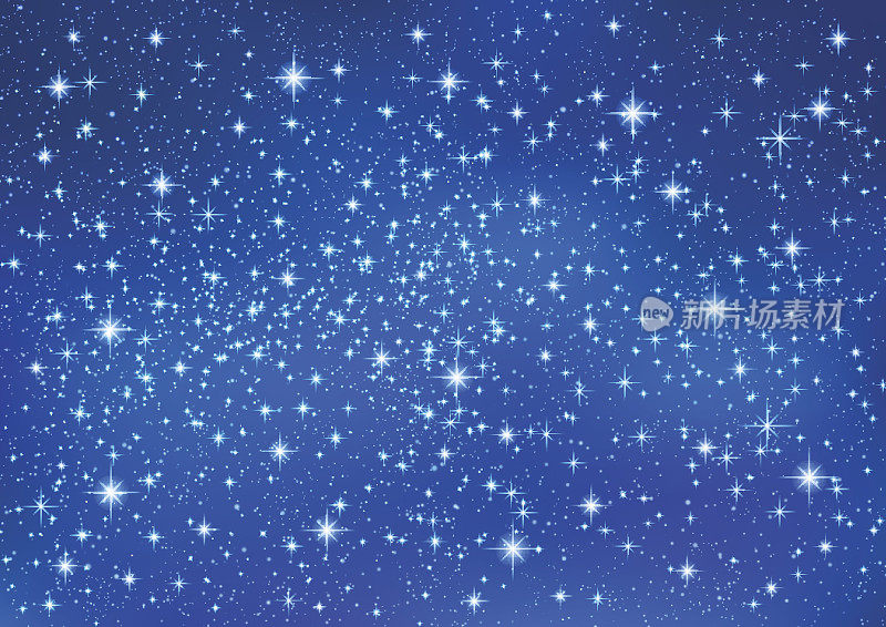 闪烁的星星在蓝色的背景上。圣诞摘要(Xmas)星系